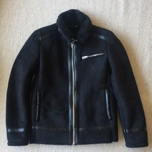 Zara 'Suade and leather look' bomber Jacket